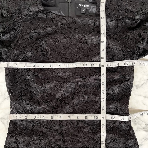 Express Lace Puff Sleeve Fit And Flare Dress Black Size Small - Picture 7 of 12